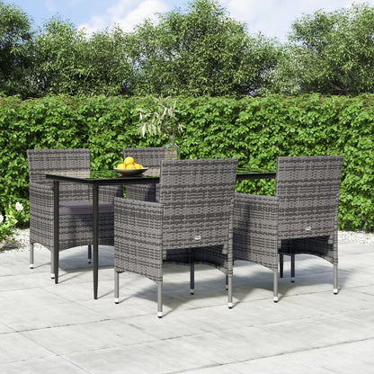 -Delige Tuinset Met Kussens 5 160 cm tafellengte Grijs en zwart