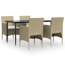 -Delige Tuinset Met Kussens 5 160 cm tafellengte Beige en zwart