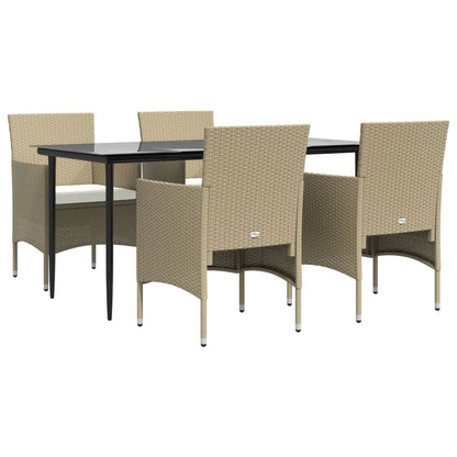 -Delige Tuinset Met Kussens 5 160 cm tafellengte Beige en zwart