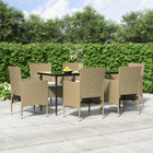 7-piece Garden Set with cushions beige and black