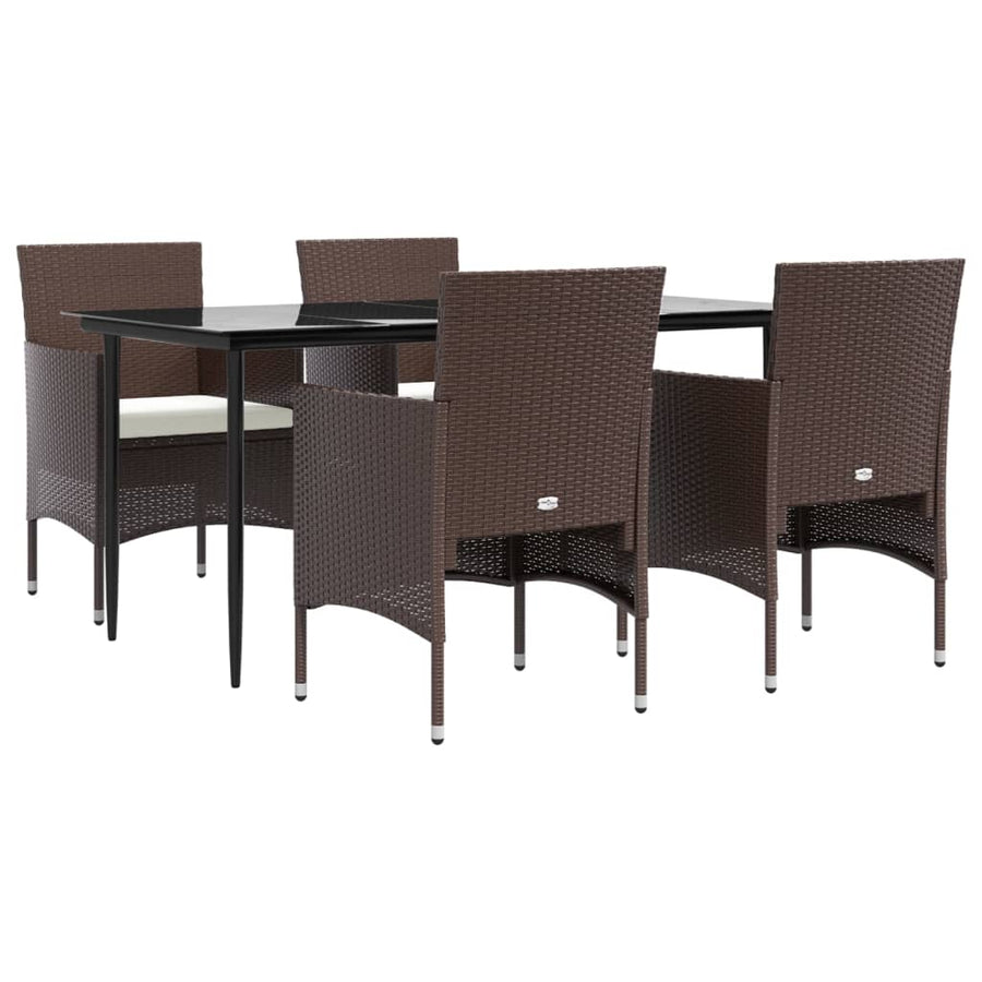 -Delige Tuinset Met Kussens 5 160 cm tafellengte Bruin en zwart