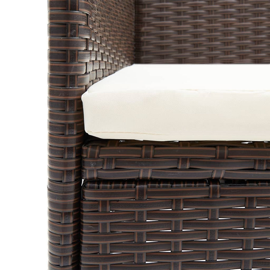 -Delige Tuinset Met Kussens 5 160 cm tafellengte Bruin en zwart