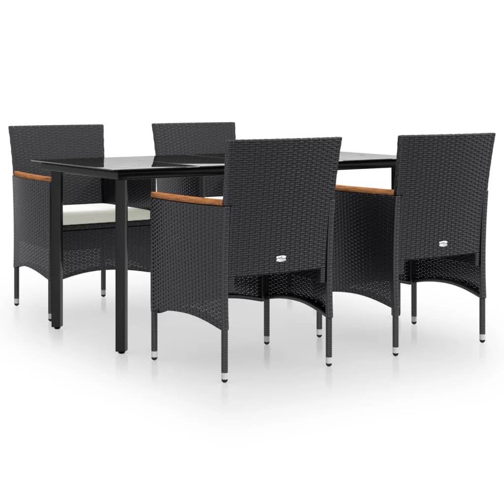 -Delige Tuinset Met Kussens 5 160 cm tafellengte Zwart