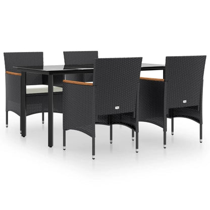 -Delige Tuinset Met Kussens 5 160 cm tafellengte Zwart