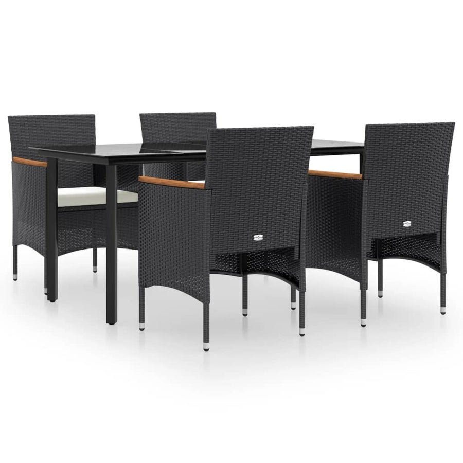 -Delige Tuinset Met Kussens 5 160 cm tafellengte Zwart