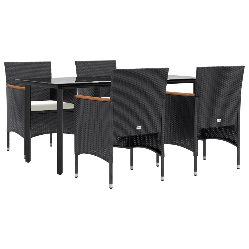 -Delige Tuinset Met Kussens 5 160 cm tafellengte Zwart