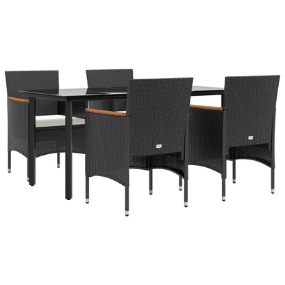 -Delige Tuinset Met Kussens 5 160 cm tafellengte Zwart