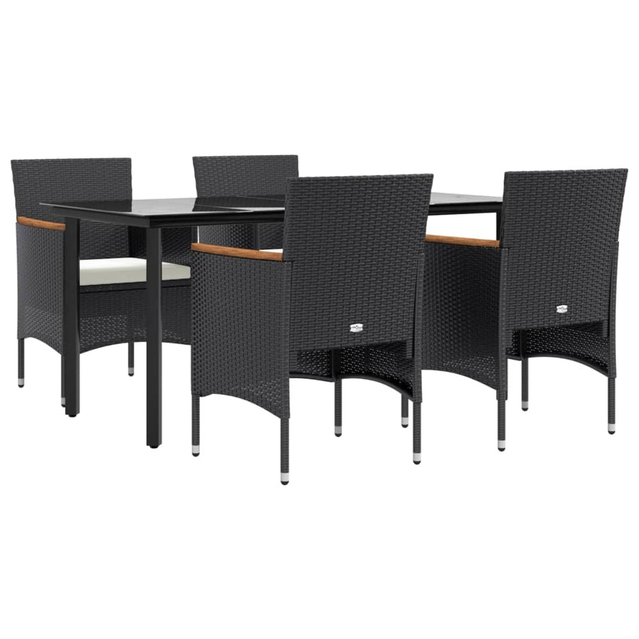 -Delige Tuinset Met Kussens 5 160 cm tafellengte Zwart