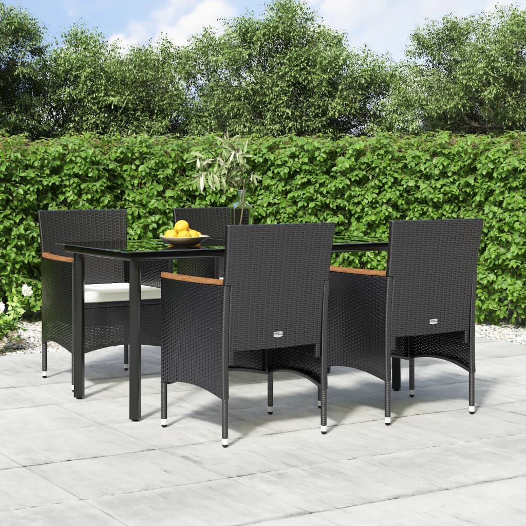 -Delige Tuinset Met Kussens 5 160 cm tafellengte Zwart