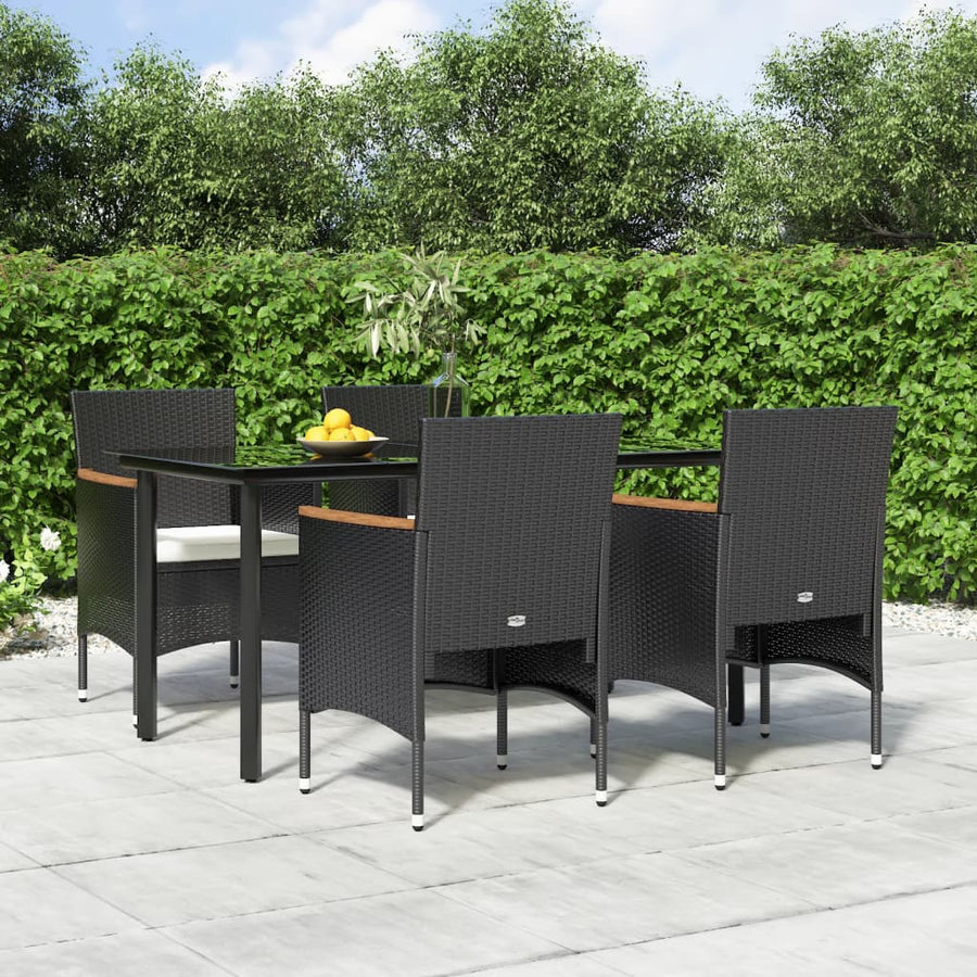 -Delige Tuinset Met Kussens 5 160 cm tafellengte Zwart