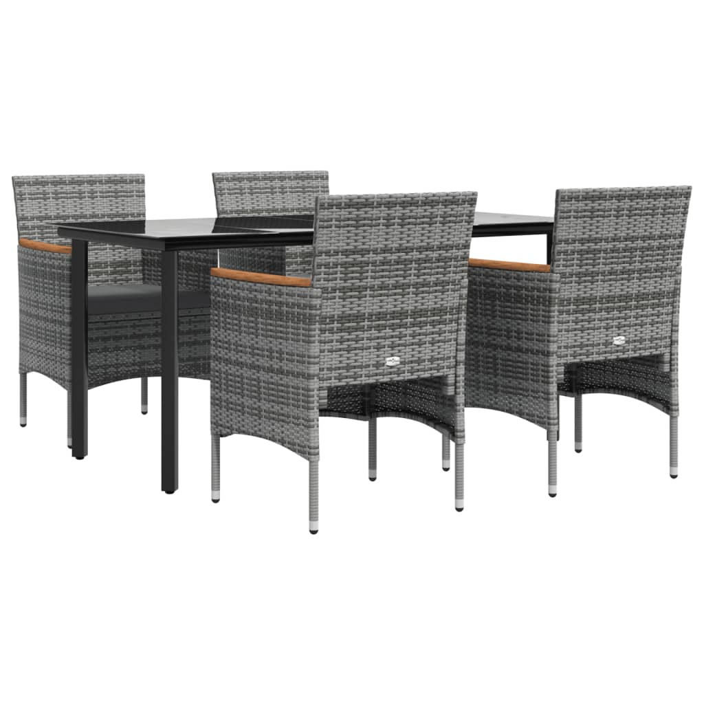 -Delige Tuinset Met Kussens 5 160 cm tafellengte Grijs en zwart