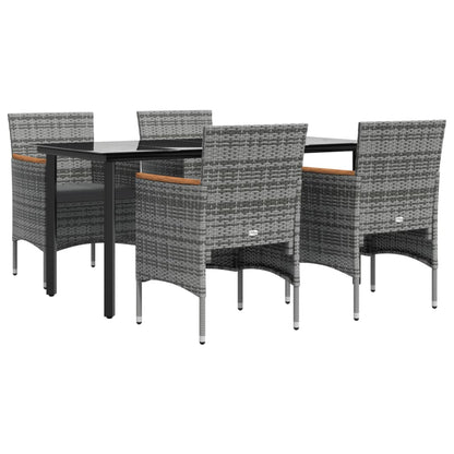 -Delige Tuinset Met Kussens 5 160 cm tafellengte Grijs en zwart