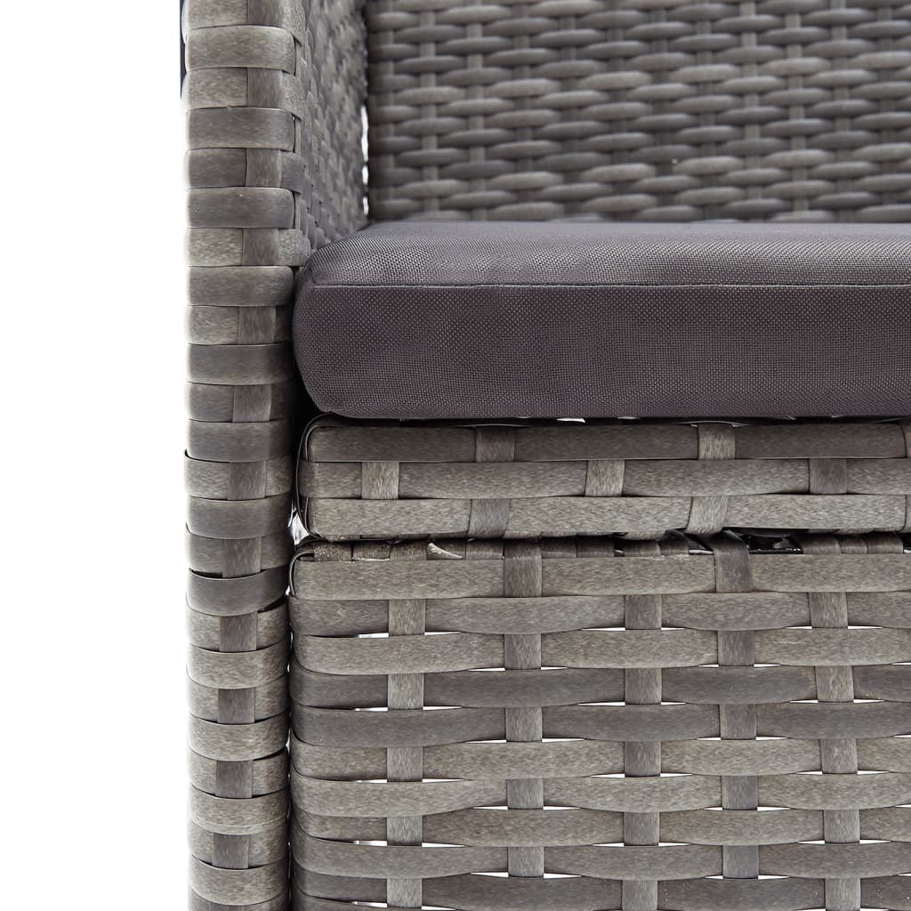 -Delige Tuinset Met Kussens 5 160 cm tafellengte Grijs en zwart