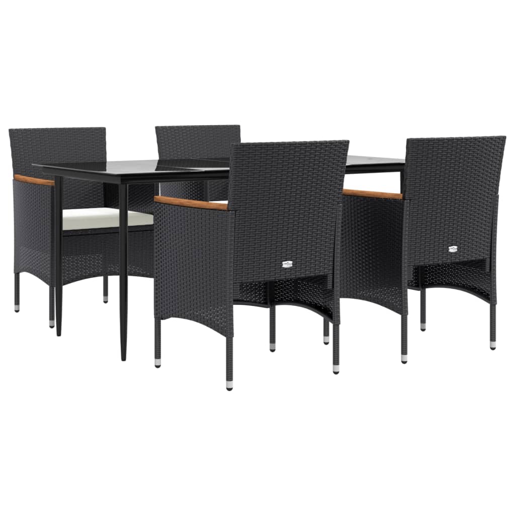 -Delige Tuinset Met Kussens 5 160 cm tafellengte Zwart