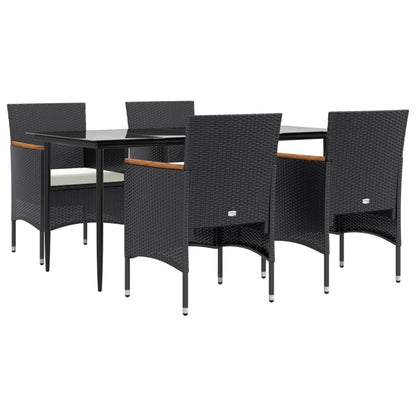 -Delige Tuinset Met Kussens 5 160 cm tafellengte Zwart