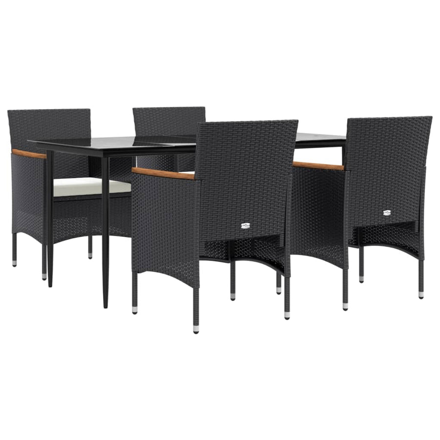 -Delige Tuinset Met Kussens 5 160 cm tafellengte Zwart