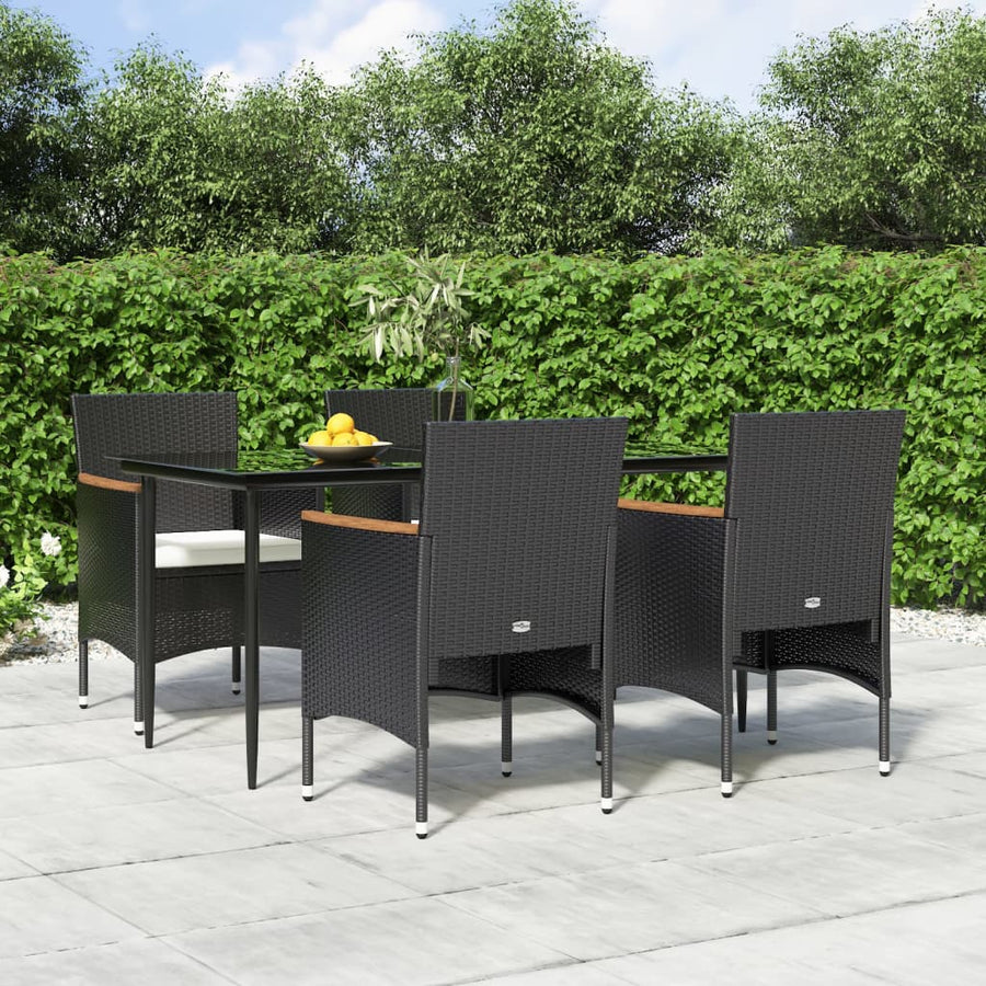 -Delige Tuinset Met Kussens 5 160 cm tafellengte Zwart