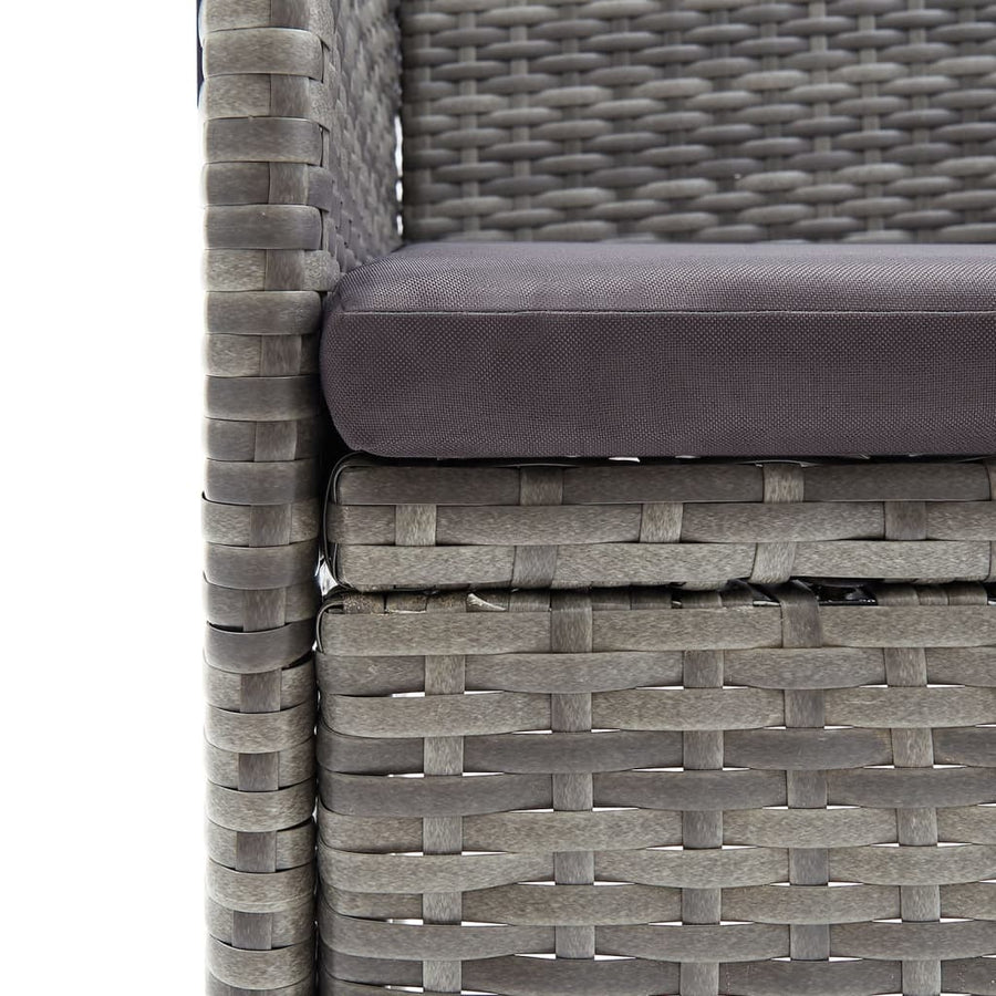 -Delige Tuinset Met Kussens 7 160 cm tafellengte Grijs en zwart