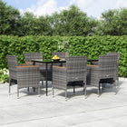 7-piece Garden Set with cushions grey and black