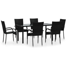 -Delige Tuinset Poly Rattan 7 160 cm tafellengte Zwart