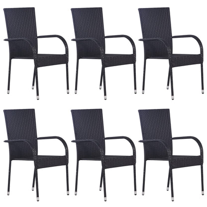 -Delige Tuinset Poly Rattan 7 160 cm tafellengte Zwart