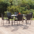 7-piece poly rattan garden set black