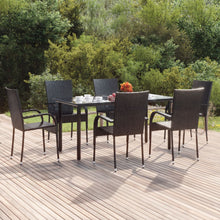-Delige Tuinset Poly Rattan 7 160 cm tafellengte Zwart