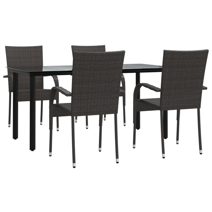 -Delige Tuinset Poly Rattan 5 160 cm tafellengte Bruin