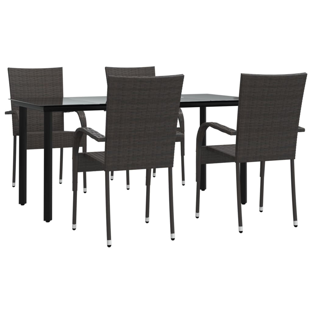 -Delige Tuinset Poly Rattan 5 160 cm tafellengte Bruin
