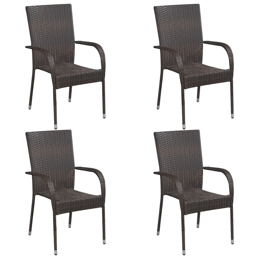-Delige Tuinset Poly Rattan 5 160 cm tafellengte Bruin