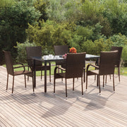 Tuinset 7-delig poly rattan bruin