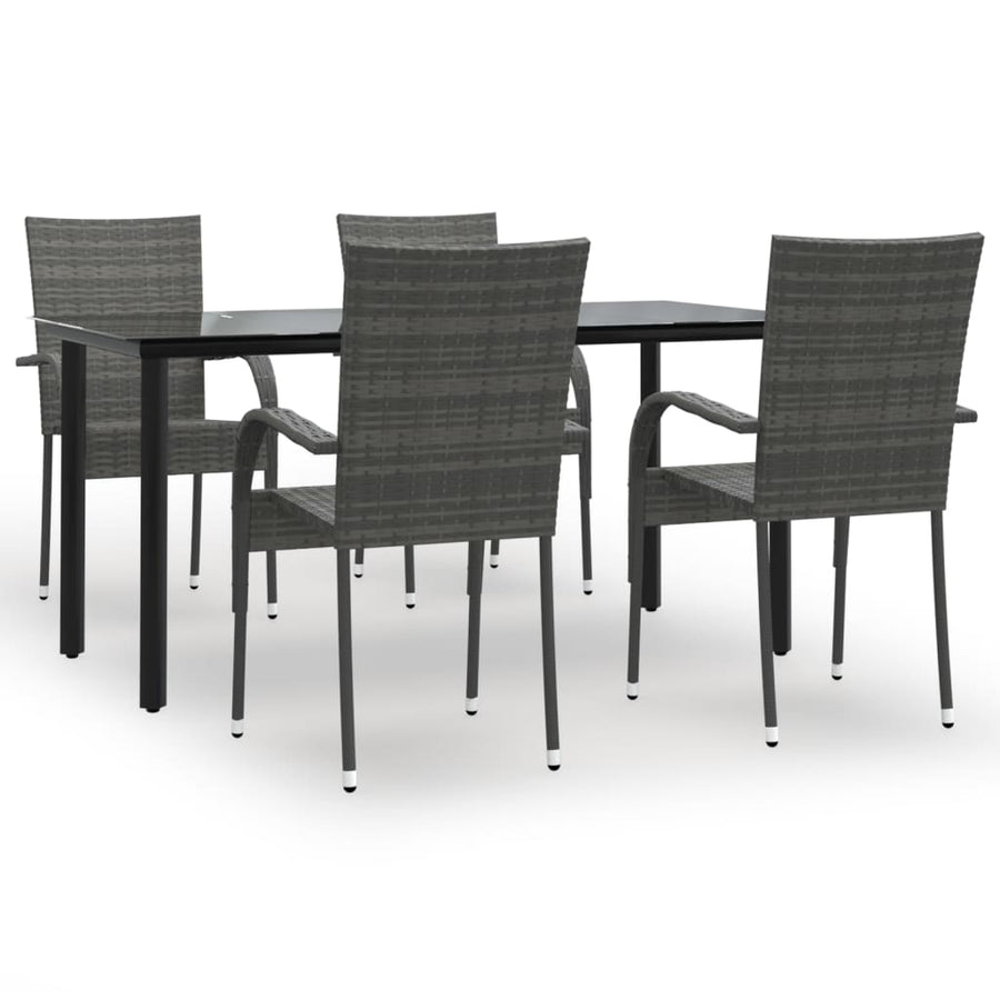 -Delige Tuinset Poly Rattan 5 160 cm tafellengte Grijs