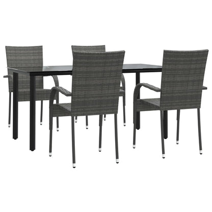 -Delige Tuinset Poly Rattan 5 160 cm tafellengte Grijs