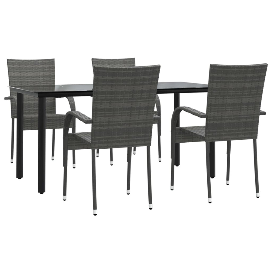 -Delige Tuinset Poly Rattan 5 160 cm tafellengte Grijs