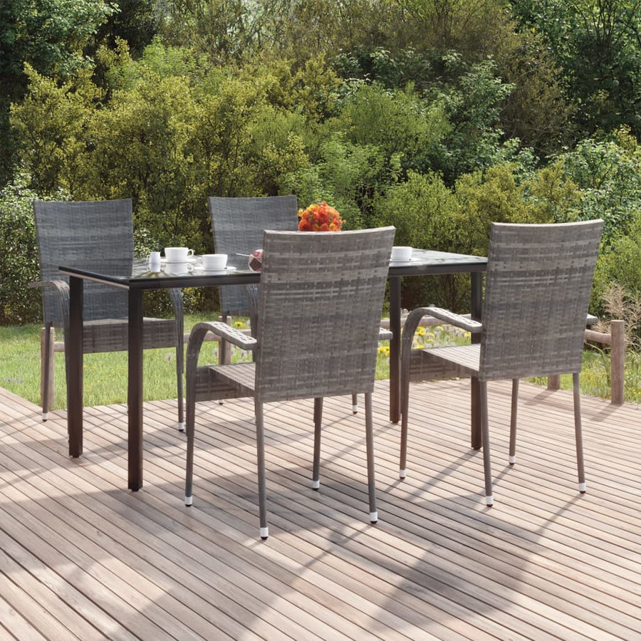 -Delige Tuinset Poly Rattan 5 160 cm tafellengte Grijs