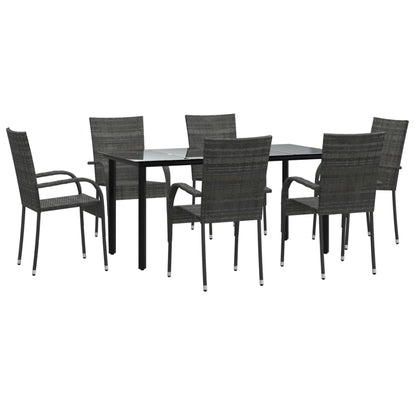 -Delige Tuinset Poly Rattan 7 160 cm tafellengte Grijs