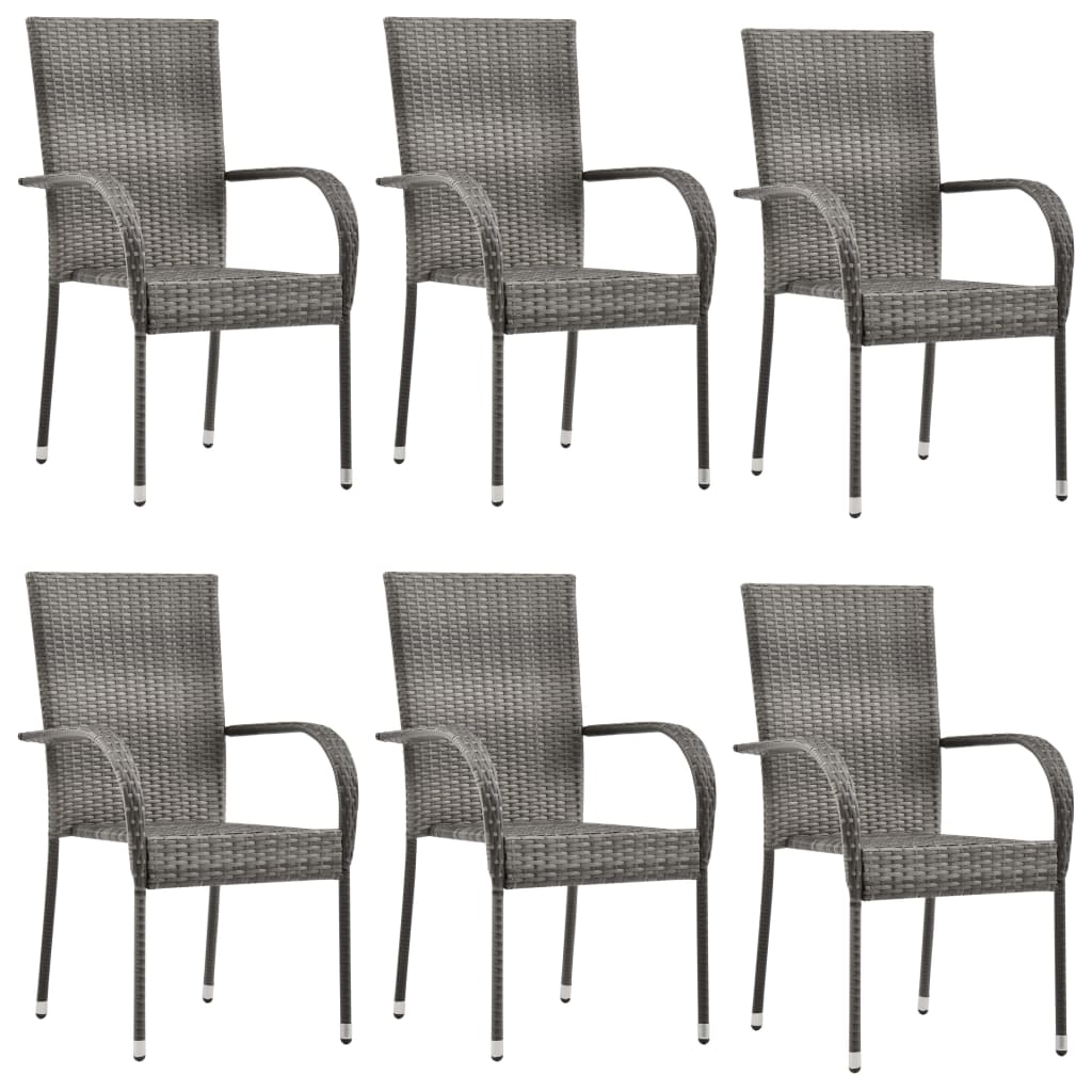 -Delige Tuinset Poly Rattan 7 160 cm tafellengte Grijs