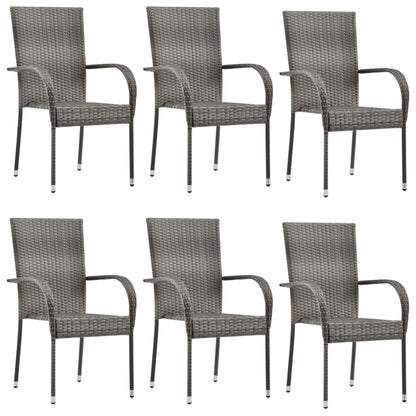 -Delige Tuinset Poly Rattan 7 160 cm tafellengte Grijs