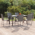 7-piece poly rattan garden furniture set grey