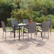 Tuinset 7-delig poly rattan grijs