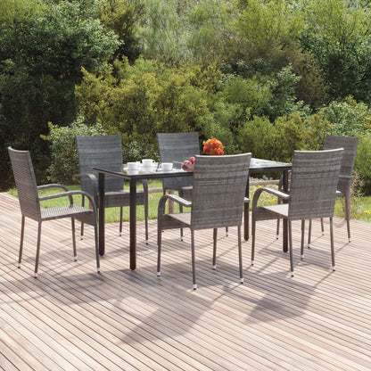 -Delige Tuinset Poly Rattan 7 160 cm tafellengte Grijs