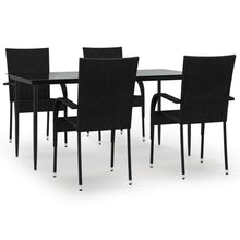 -Delige Tuinset Poly Rattan 5 160 cm tafellengte Zwart