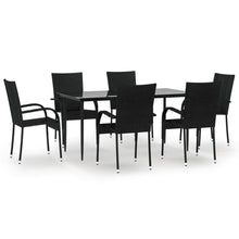 -Delige Tuinset Poly Rattan 7 160 cm tafellengte Zwart