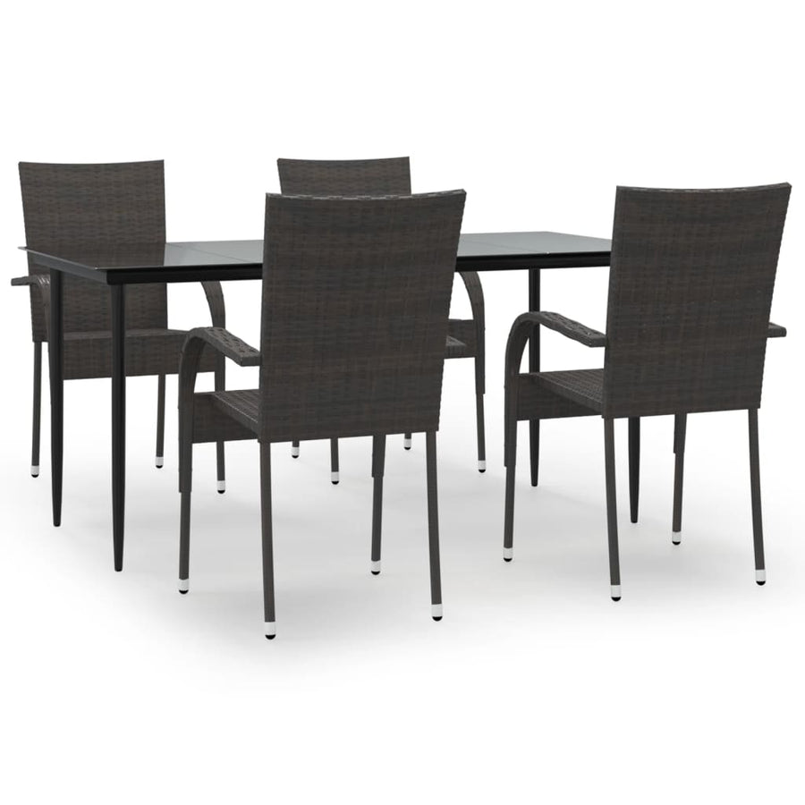 -Delige Tuinset Poly Rattan 5 160 cm tafellengte Bruin