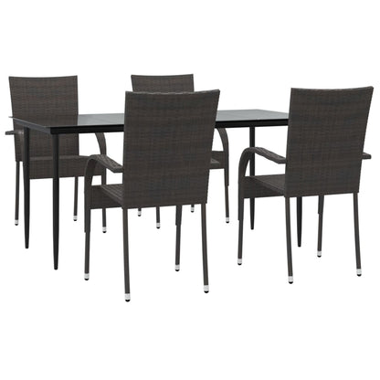 -Delige Tuinset Poly Rattan 5 160 cm tafellengte Bruin