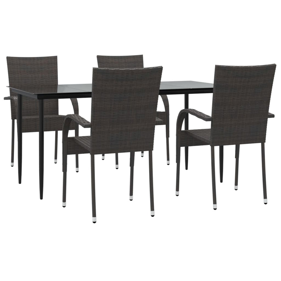 -Delige Tuinset Poly Rattan 5 160 cm tafellengte Bruin