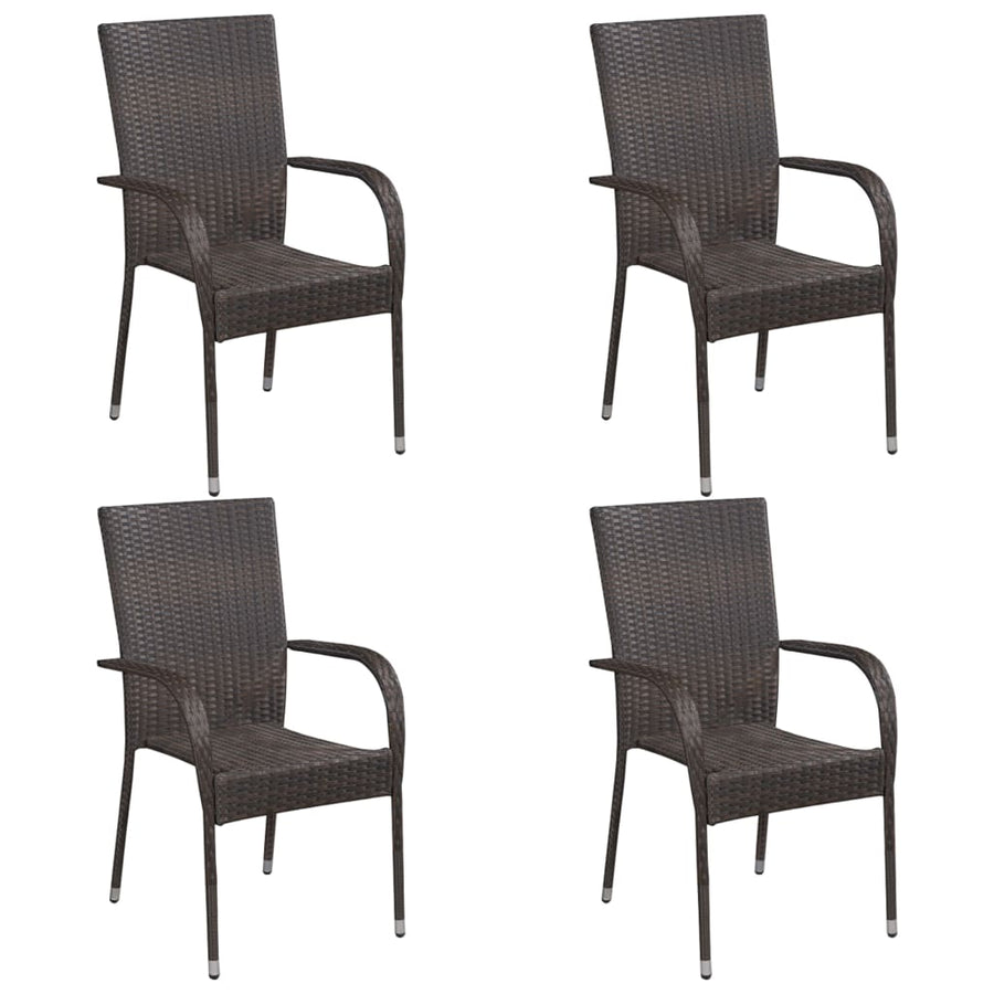 -Delige Tuinset Poly Rattan 5 160 cm tafellengte Bruin