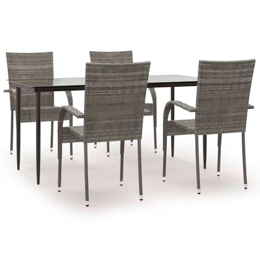 -Delige Tuinset Poly Rattan 5 160 cm tafellengte Grijs