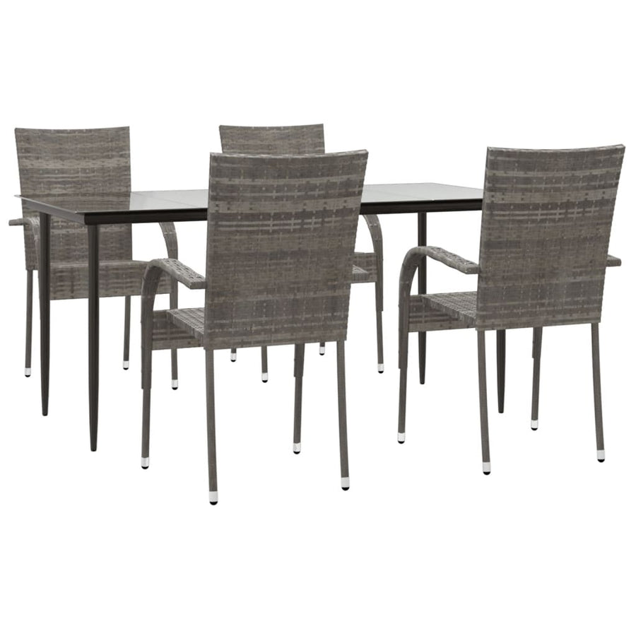 -Delige Tuinset Poly Rattan 5 160 cm tafellengte Grijs