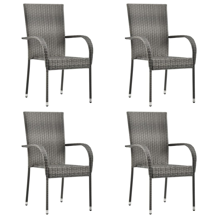 -Delige Tuinset Poly Rattan 5 160 cm tafellengte Grijs